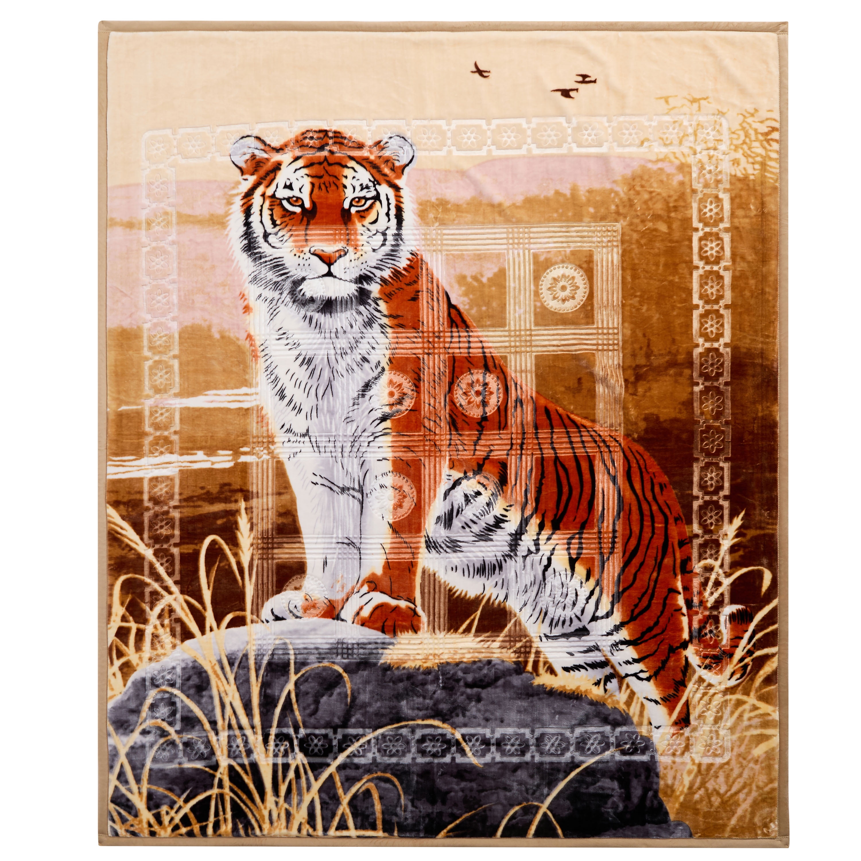 Lammaloe King Size Korean Mink Blanket for Winter, 12 lbs, 87" x 94", Heavy 2-Ply Warm Heavyweight Raschel Bed Blankets, Reversible Printed, Tiger