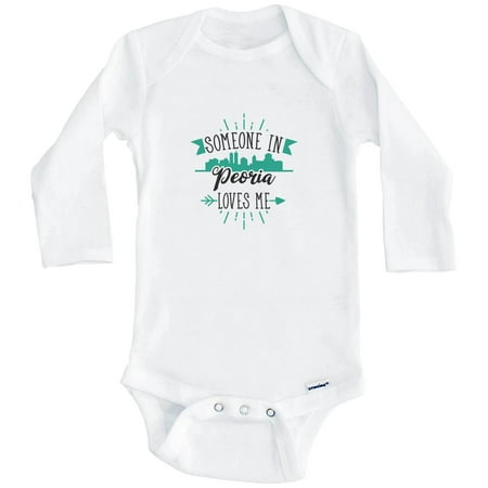 

Someone In Peoria Loves Me Peoria IL Skyline One Piece Baby Bodysuit (Long Sleeve) 0-3 Months White