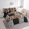 thumbnail image 3 of Homewish Animal Leopard Cheetah Print Bedding Comforter Set 7-Piece,Black Brown King Bedding Sets,Abstract Plaid Zebra Print Ultra Soft Bed Sheets,Luxury Bedroom Decor,Reversible, 3 of 8