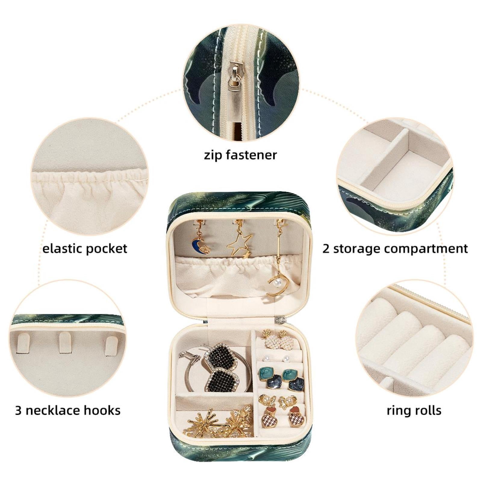 PhooArto Small Jewellery Box, Ocean Sea Whale Portable Travel Mini Jewelry Case for Women Leather Ring Organizer