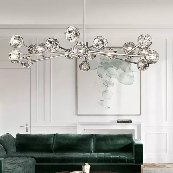 More Change 43”Modern Crystal Sputnik Chandelier Chrome 18 Light Ceiling Pendant Lamp G9 LED