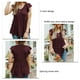 thumbnail image 5 of Blusa de manga corta con volantes para mujer, informal, con cuello en V, dobladillo suelto, blusa de manga corta para primavera y verano, rojo vino XXXL, 5 of 6