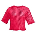 thumbnail image 4 of Women's Mesh Fishnet Tops Summer Lightweight Short Sleeve Crew Neck Cropped T Shirts Sheer See Through Casual Trendy Pullover Blouses, 4 of 5