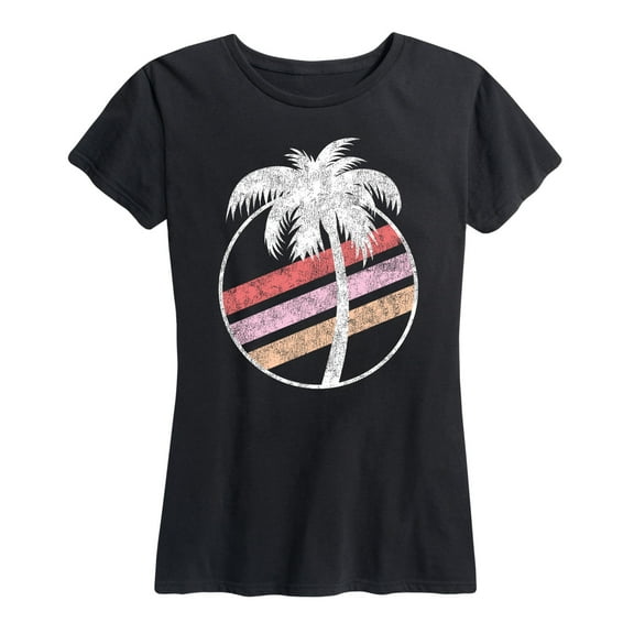 Instant Message - Palm Tree with Rainbow - Women's Short Sleeve Graphic T-shirt