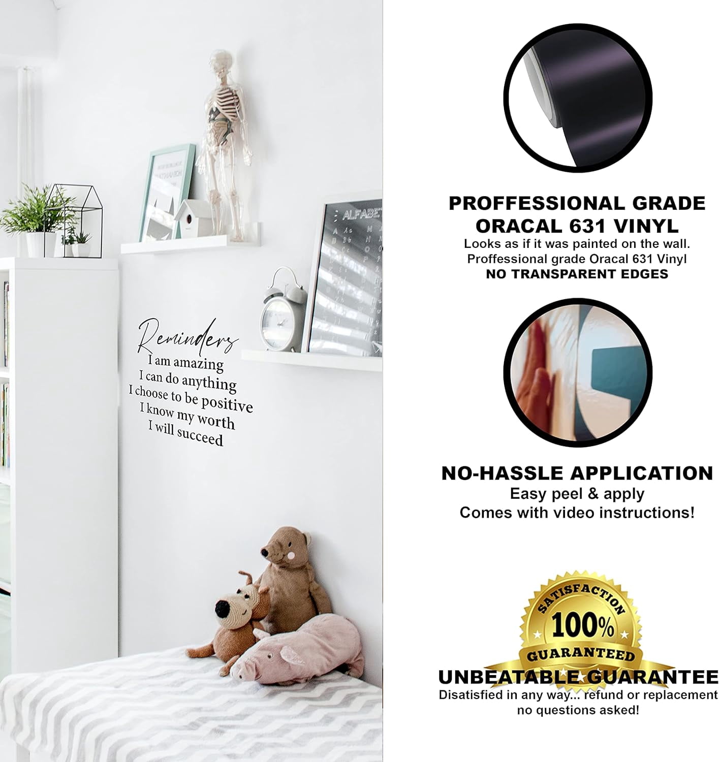 QTH Large Reminder I Am Amazing I Can Do Anything Wall Sticker Inspirational Wall Decal Motivational Office Decor Quote Wall Art Vinyl Wall Decal Classroom Gym Words Saying