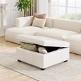 thumbnail image 4 of 34.25 Inch Square Ottoman Coffee Table with Storage, Upholstered PU Leather Ottoman with Lift Top for Living Room, Sturdy Solid Wood Legs, 250 lbs Capacity, 4 of 10