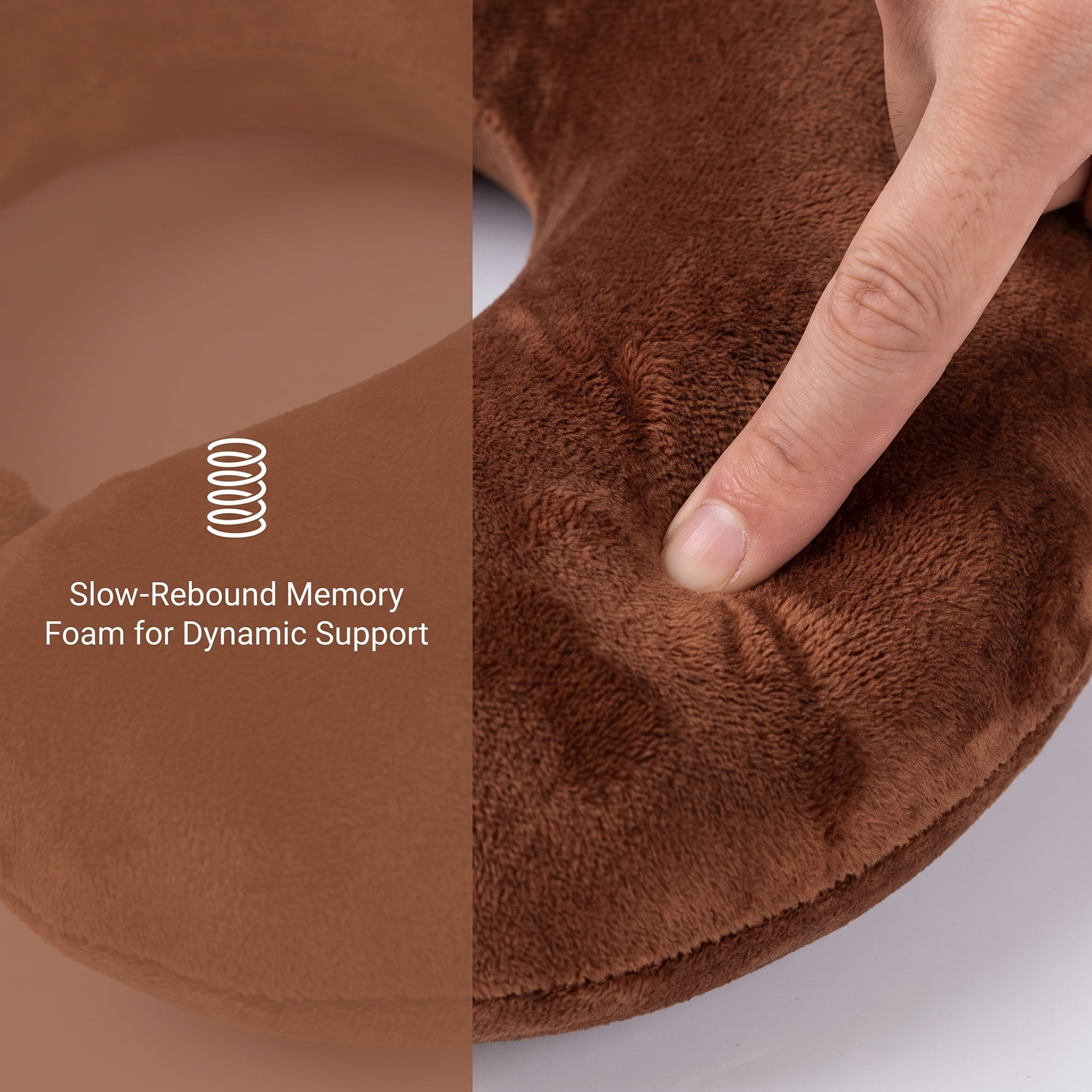 Unique Bargains PP Cotton Travel U Shape Neck Pillow for Office Naps Brown 11"x11"