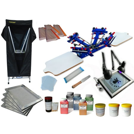 Techtongda Screen Printing 4 Color 2 Station Kit Drying Cabinet Exposure Print Equipment (Best Color Airprint Printer)