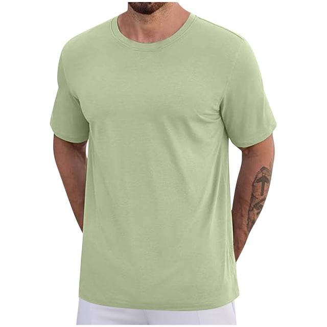 pstuiky camisetas de hombre, Camisas deportivas informales de manga corta y cuello redondo para hombre, de color liso camisas casuales para hombre xxl
