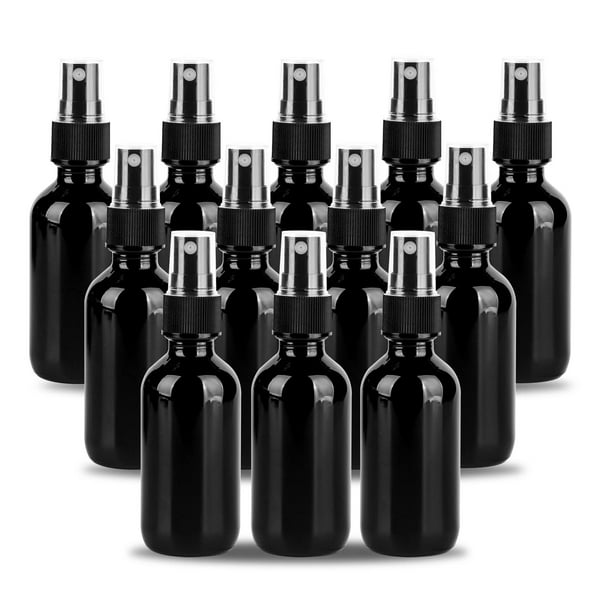 Botella de aerosol de vidrio YONKAN de 60 ml con rociador de niebla fina, paquete de 12