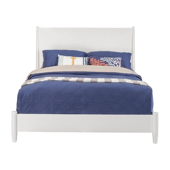 Mahogany Wood Standard King Panel Bed, White
