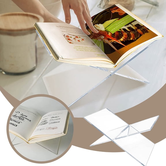 Clear Acrylic Book Holder Reading Stand for Desk Sturdy Book Display Rack for Cookbooks Bibles Sheet Music Thick Transparent