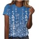 thumbnail image 2 of Fiudx Ropa de Mujer Top de Manga Corta con Cuello Redondo y Estampado Informal para Mujer, 2 of 4