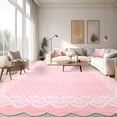 thumbnail image 2 of Funslane 5' x 7' Washable Scalloped Area Rug, Modern Neutral Farmhouse Floor Carpet, for Living Room Bedroom Apartment, Pink, 2 of 10