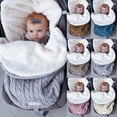 thumbnail image 2 of Saco de dormir de terciopelo para bebé, saco de dormir de punto grueso y cálido para bebé, saco de dormir con carrito de lana, 2 of 6