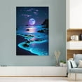 thumbnail image 6 of Hidden Frame Canvas Wall Art - Purple Moon Glowing Beach Dreamy Cozy Ambience Popular Wall Decor for Living Room 16x24in, 6 of 8
