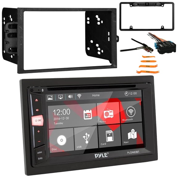 Pyle PLDN83BT.5 Double DIN 6.2" HD Digital Display Bluetooth USB DVD/MP3 Player AM/FM Receiver, Double DIN Installation Dash Kit, Antenna Adapter, Radio Wiring Harness, Rear View Camera, Pry Tool Set