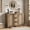 Light Oak, variant on 51 Inch Boho Rattan Sideboard Buffet Cabinet, Farmhouse Storage Credenza with 3 Drawers, 2 Doors and Adjustable Shelves for Dining Room