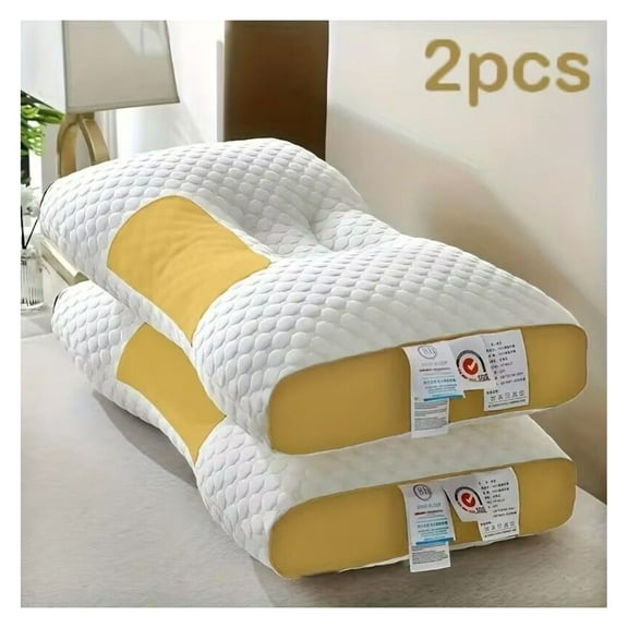 3D Knitted Cotton Massage Pillow 2 Pack - Neck & Back Support for Home, Office, Car - Soft Breathable Cushion for Pain Relief & Relaxation - Ergonomic Design
