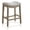 Single Reclaimed Oak - No Nailhead, variant on Set of 2 Parker 26" Counter Stool, Backless Saddle Kitchen Barstool in Reclaimed Oak Finish with Ash Grey Fabric Upholstery Cushion Seat