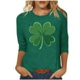thumbnail image 2 of Cadancy St Patricks Day Shirt Women Plus Size Trendy Graphic Holiday Shirts Crewneck Funny Loose Tee 3/4 Sleeve Irish Shamrock Casual Tops, 2 of 5