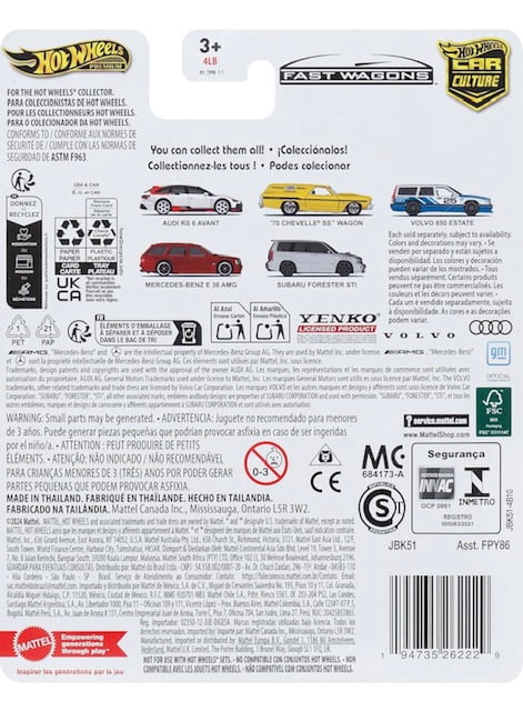 Hot Wheels Premium Car Culture Fast Wagons J Case Set of 5 Cars 1:64 Scale Diecast Model Cars - FPY86 961J