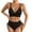 Black, variant on TUGOXIE Brown High Waisted Bikini Sets for Women Straps Set Solid Drawstring 2pc Swimsuit,Size M
