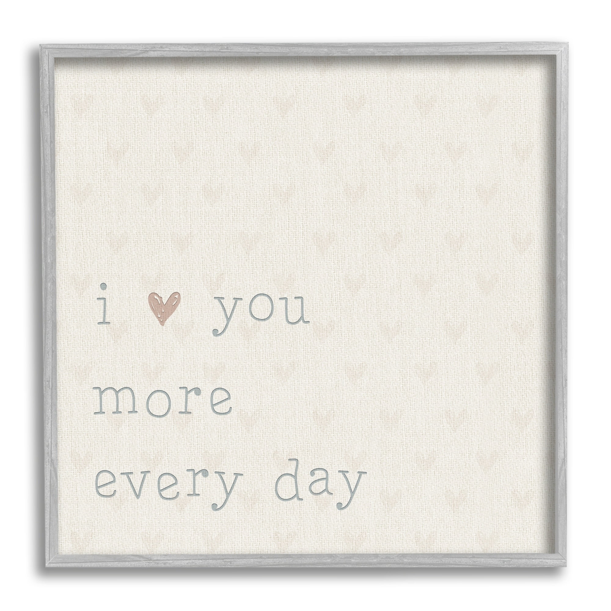 Stupell Industries Love You More Casual Heart Print Pattern Graphic Art Gray Framed Art Print Wall Art, Design by CAD Designs