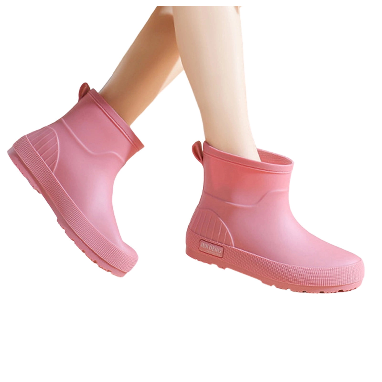 Taylonsss Women's Waterproof Rubber Rain Boots with Chunkys Heel for Fall and Winter Comfortable Height-Increasing Short Boots with Anti-Slip Sole for Outdoor Activities