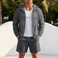 thumbnail image 2 of JFOPQVSM Men’s Tracksuit Sweatsuits Full Zip Long Sleeve Hooded Jacket and Shorts Athletic Casual Workout 2 Piece Set 2 Piece Summer Sets for Men, 2 of 4