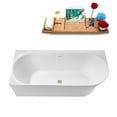 thumbnail image 5 of 67" Streamline G-47-214-BBR Soaking Glossy White Freestanding Tub and Tray With Internal Drain in Brushed Brass, 5 of 17