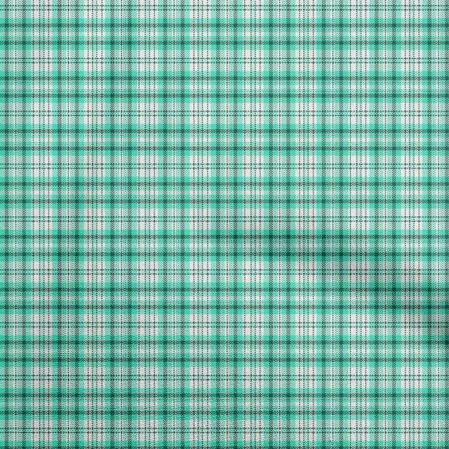 oneOone Rayon Turquoise Green Fabric Check Quilting Supplies Print Sewing Fabric By The Yard 56 Inch Wide