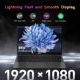 thumbnail image 3 of 15.6 FHD Laptop Student Laptop 16GB RAM 1TB SSD Intel Pentium Quad-Core N100 Processor (Up to 3.4GHz) Backlit Keyboard privacy camera Fingerprint WiFi 6 BT5.2 Business-Laptop Windows 11 Laptop-Blue, 3 of 7