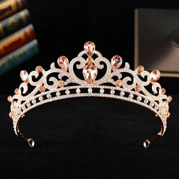 Zhuge Tiara de boda para novia, diadema de princesa, corona de novia, joyería para el cabello con diamantes de imitación de cristal, decoración para novia, cumpleaños, graduación, boda (amarillo)