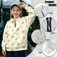 thumbnail image 6 of Uorisanigo Cute Daisy Girls Sweatshirts Long Sleeve Pullover Crop Tops Lightweight Quarter Zipper Cropped Sweatshirt Oversized Fall Winter Clothes Half Zip Up Hoodies No Hood, 6 of 7