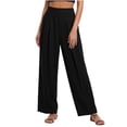 thumbnail image 2 of SeekIslam Women's Solid Color Business Pants Casual Wide Leg High Waist Casual Pants | Lightweight and Breathable, Wide Elastic Belt, 2 of 5