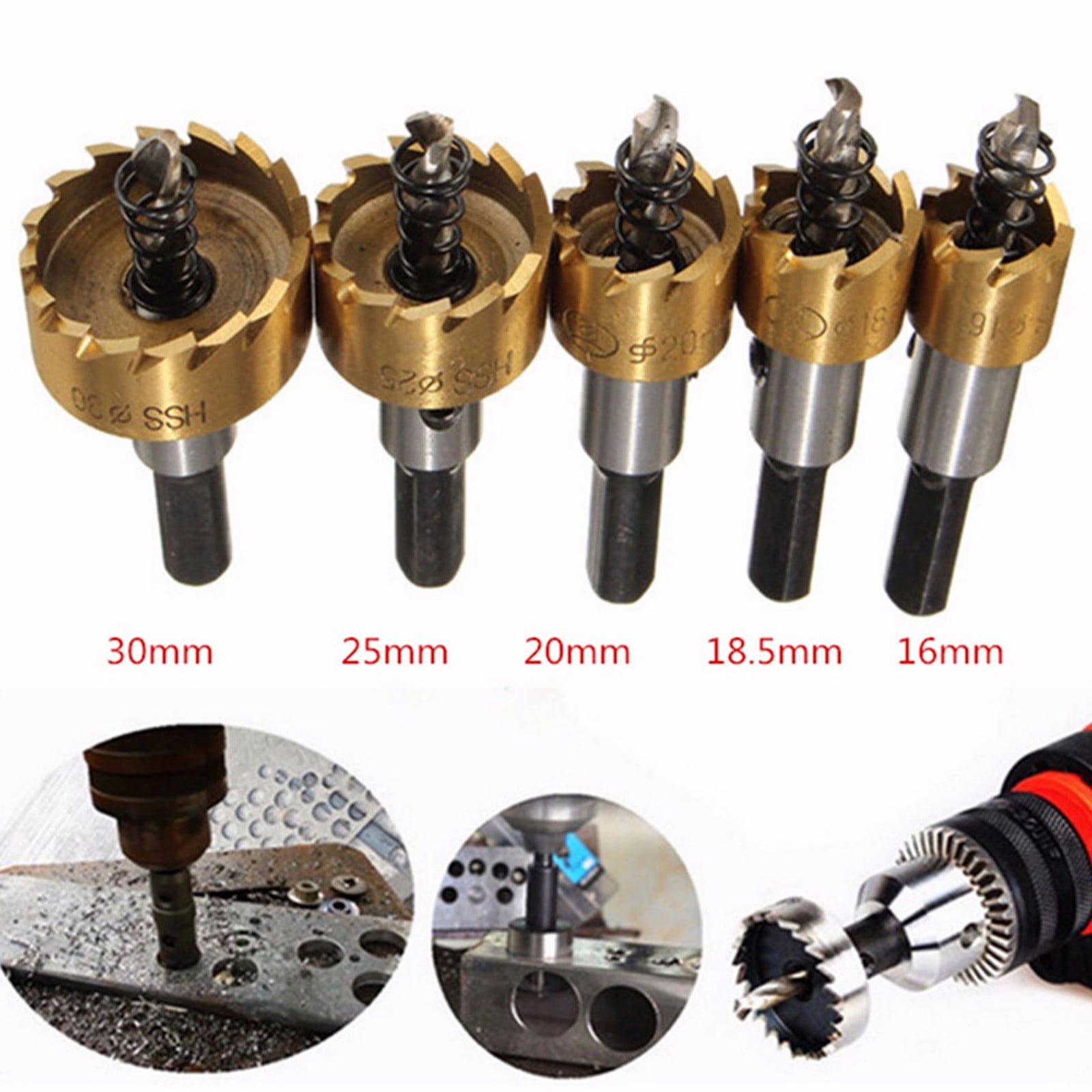 5 Cobalt High-Speed Steel Drill Bit Set - 135° Split Tip, 5 Sizes For Stainless Steel, Aluminum, Wood, Iron - Handheld/Fixed Drilling With Metal Reamers