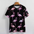 thumbnail image 3 of Flamingo Pattern Women's Short Sleeve T-Shirt Crew Neck Casual Summer Trendy Loose Fit Tops, 3 of 6