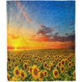 thumbnail image 2 of Couverture Personnalisée avec Photo/texte/logo Coucher de Soleil Tournesol Jaune, 2 of 7