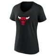thumbnail image 2 of Women's Black Chicago Bulls Primary Logo V-Neck T-Shirt, 2 of 3