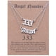thumbnail image 1 of Collar para mujer, joyería para mujer, 2 piezas de collar de ángel y número inglés antiguo, joyería numerológica para mujer, chapado en acero inoxidable., 1 of 3