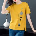 thumbnail image 1 of Puntoco moda mujer casual manga corta impreso o-cuello blusa señoras camiseta tops Puntoco Puntoco-4804, 1 of 8