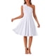 thumbnail image 2 of Vestido de fiesta A-Line con tirante asimétrico y lazo para mujer INSPIRE CHIC, con bolsillos, color blanco, talla S, 2 of 6