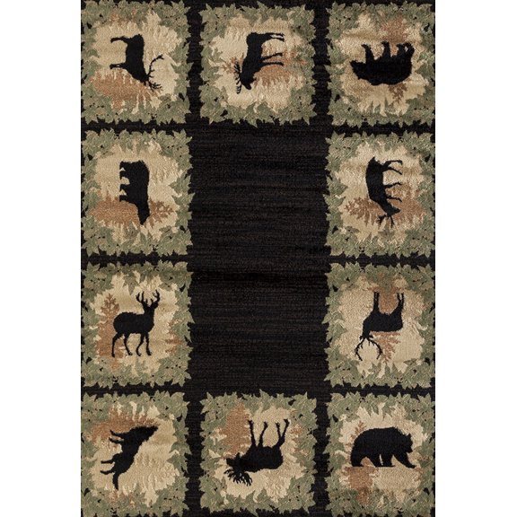United Weavers Woodside Woodsman Border Black Area Rug 5'3" X 7'2"