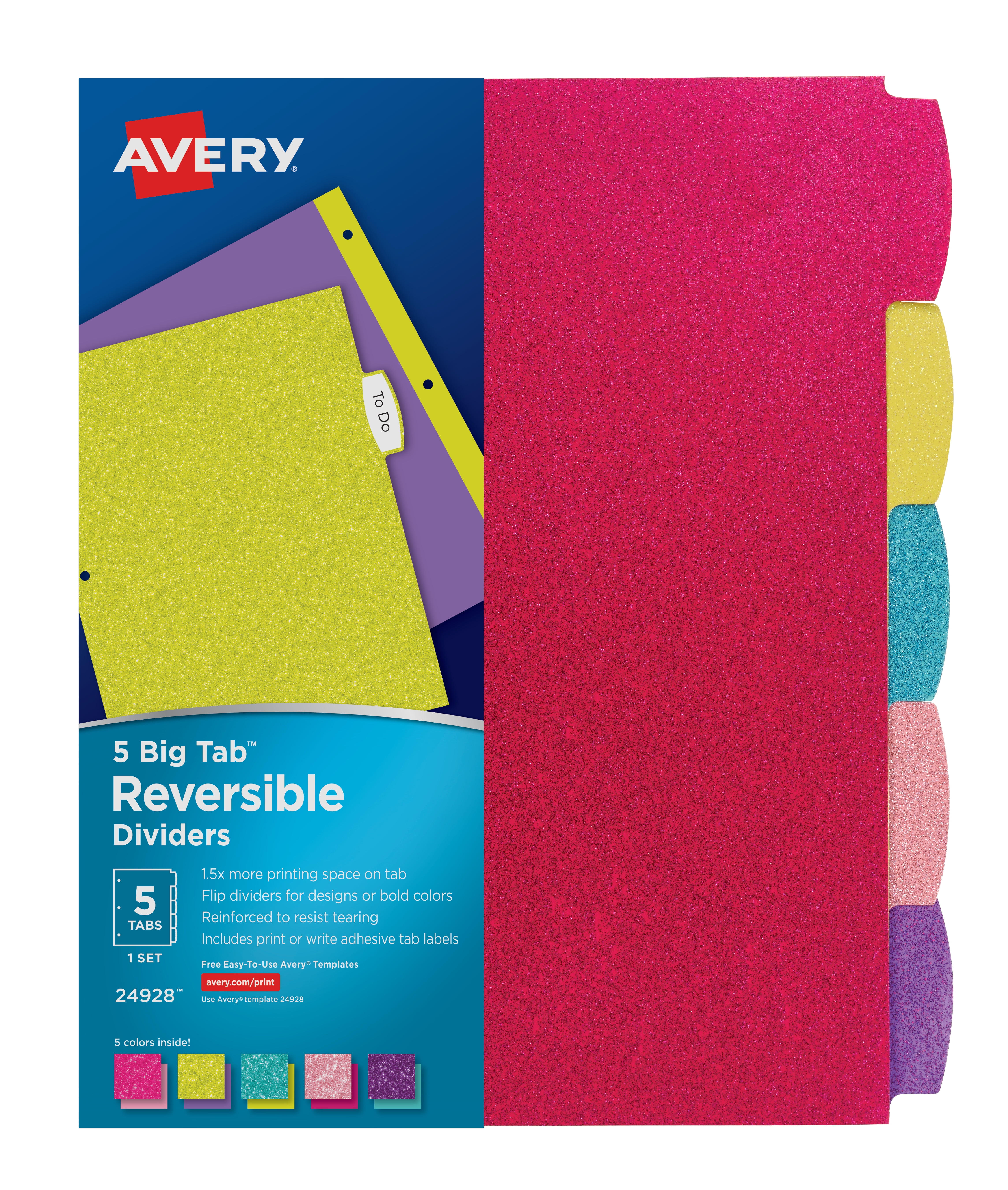 Avery 5 Tab Reversible Fashion Binder Dividers Design May Vary 1 Set Big Tabs 
