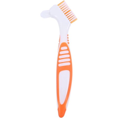 Denture Cleaning Brush Double Sided Denture Toothbrush Deep Clean Brush Small Cleaning Brush Detail Cleaning Scrub Brush False Teeth Cleaning Tool Purple