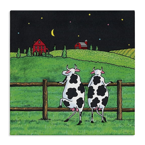 Stupell Industries Farmhouse Girls Night Out Cows Canvas Art, 17 x 17, by Roger Straub