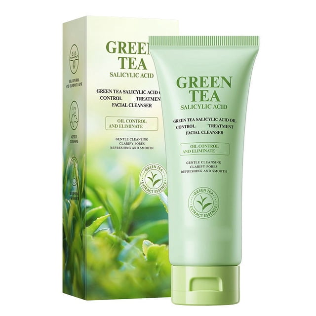 Pisexur Belleza Maquillaje Limpiador facial antiedad iluminador con aceite salicílico de té verde, 100 gpara mujeres y hombres