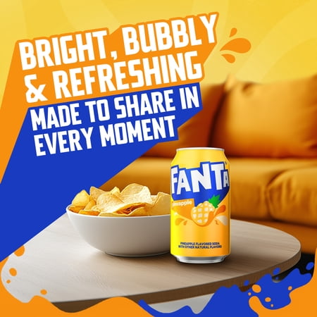 Fanta Pineapple Soda Pop Fridge Pack Cans, 12 fl oz, 12 Pack