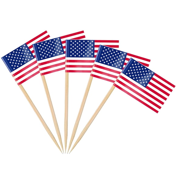 Palillos decorativos AhfuLife de 200 piezas con bandera de Estados Unidos